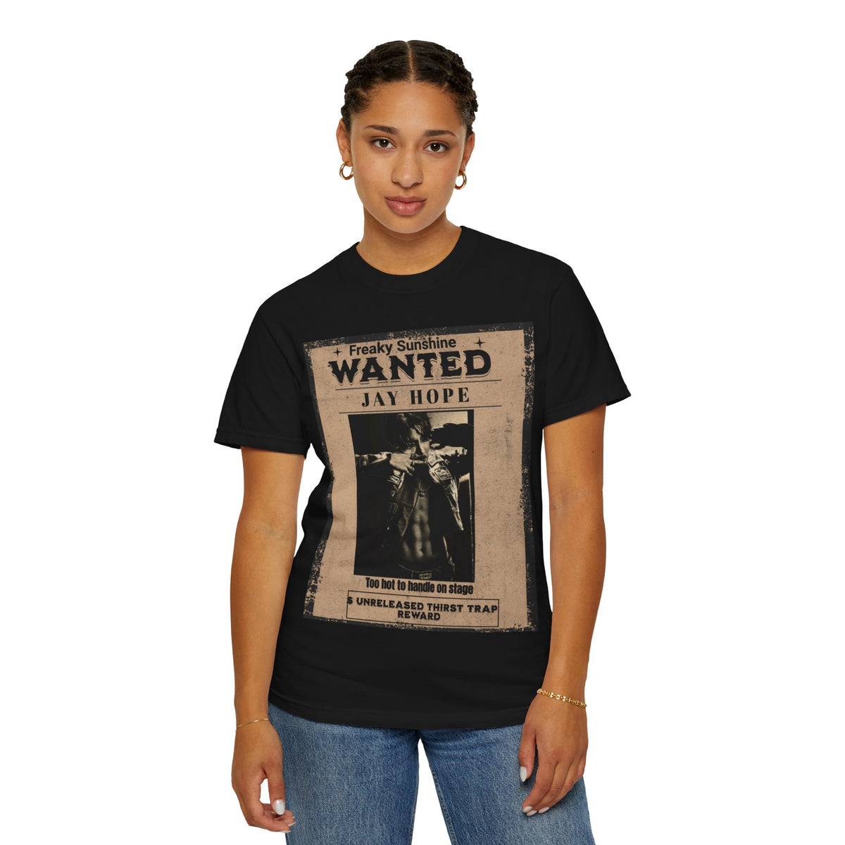 Wanted Poster Graphic T-Shirt — "Freaky Sunshine: Jay Hope" Vintage Style
