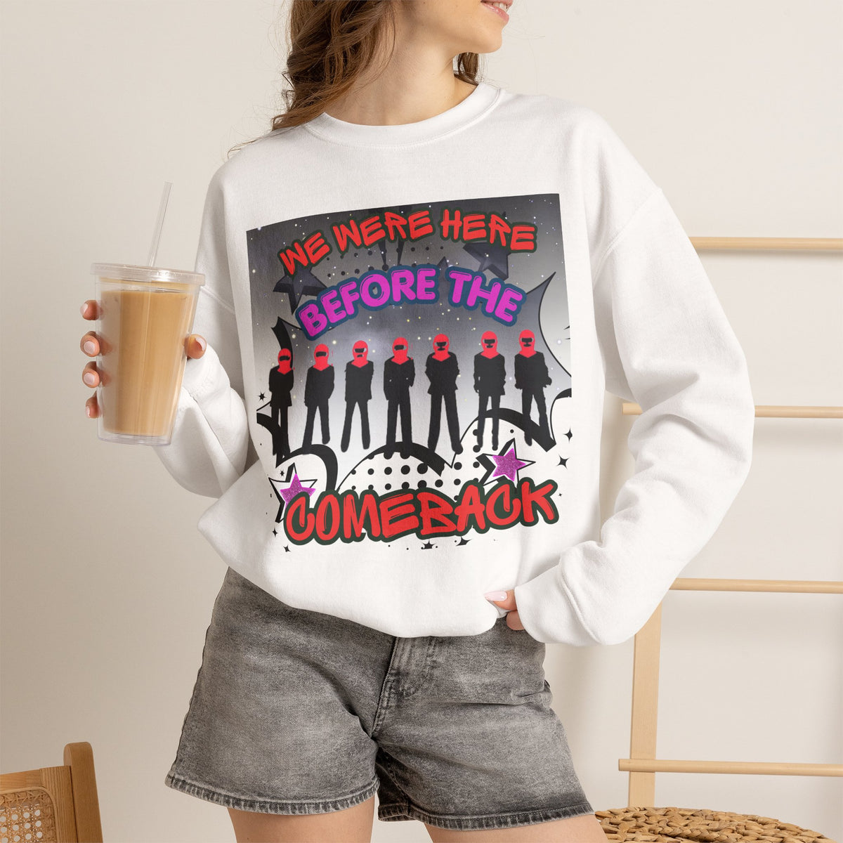 Crewneck Sweatshirt — BTS  the Comeback” Retro Pop Graphic