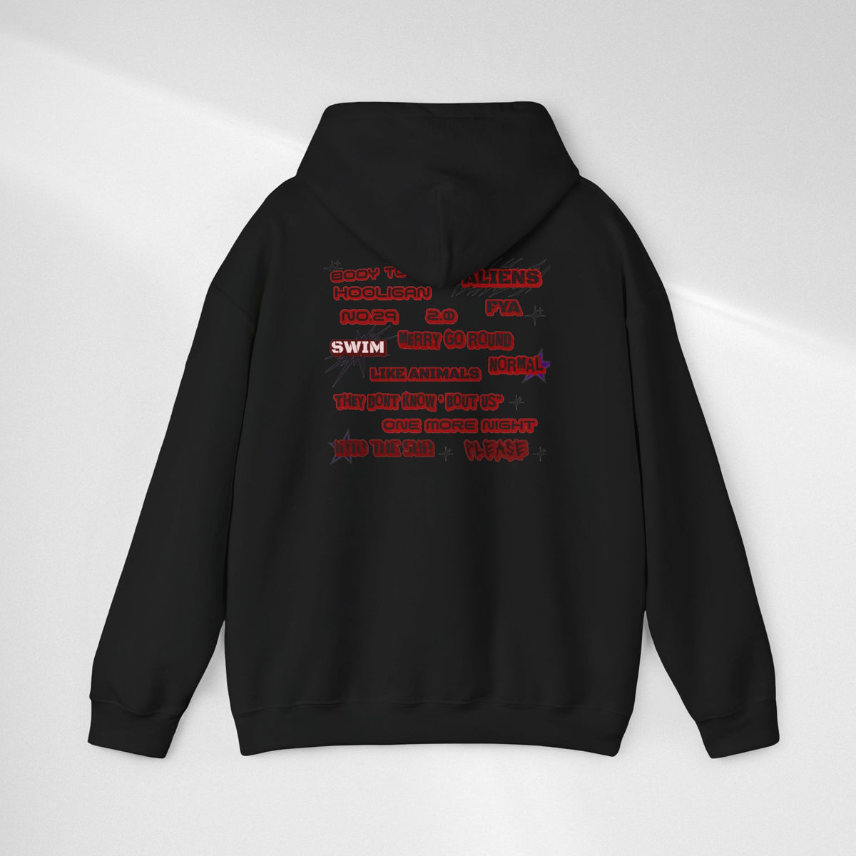 BTS Text Graphic Hoodie —  Red Script Sweatshirt