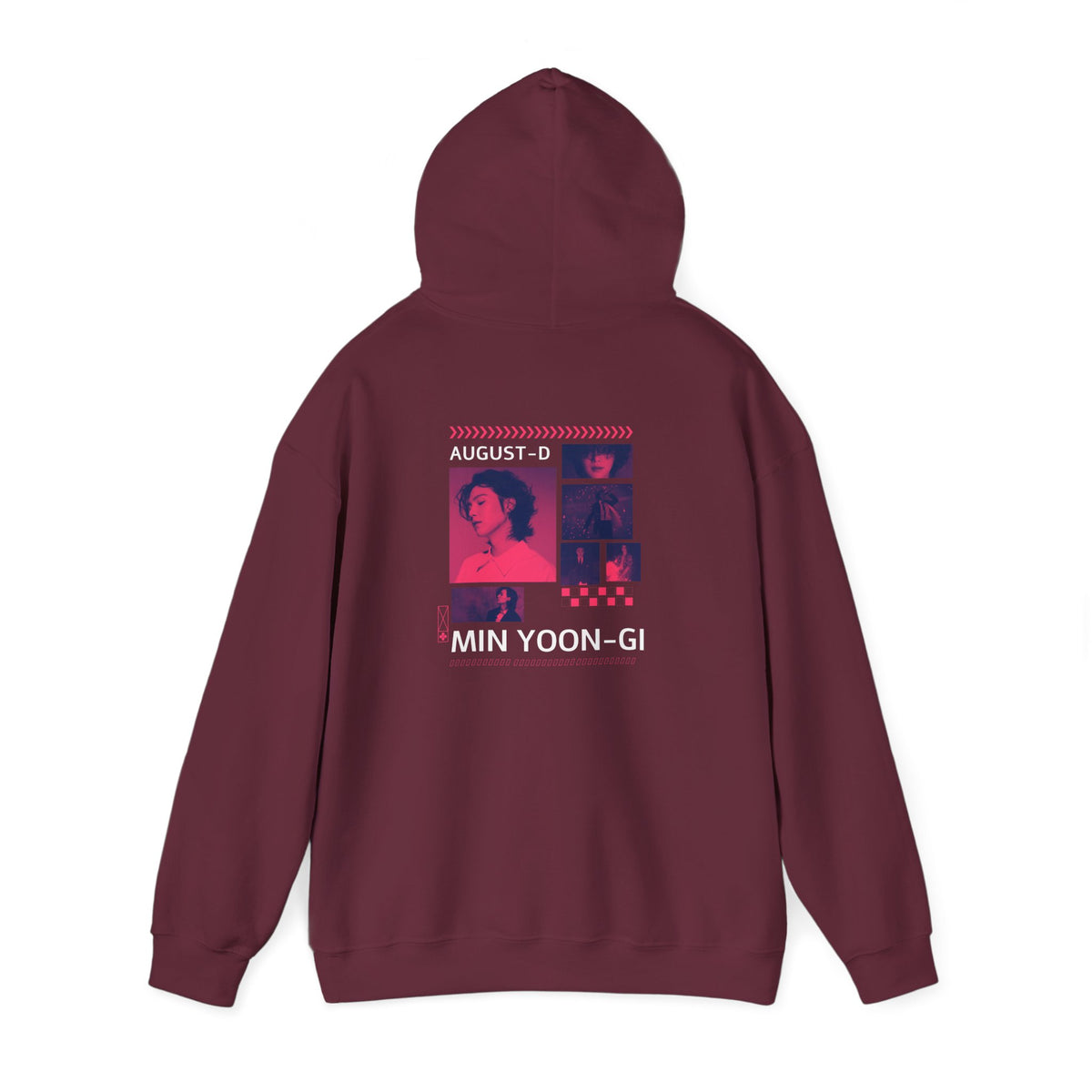 Suga Photo Collage Hoodie — Retro Pink Portraits Grid Design