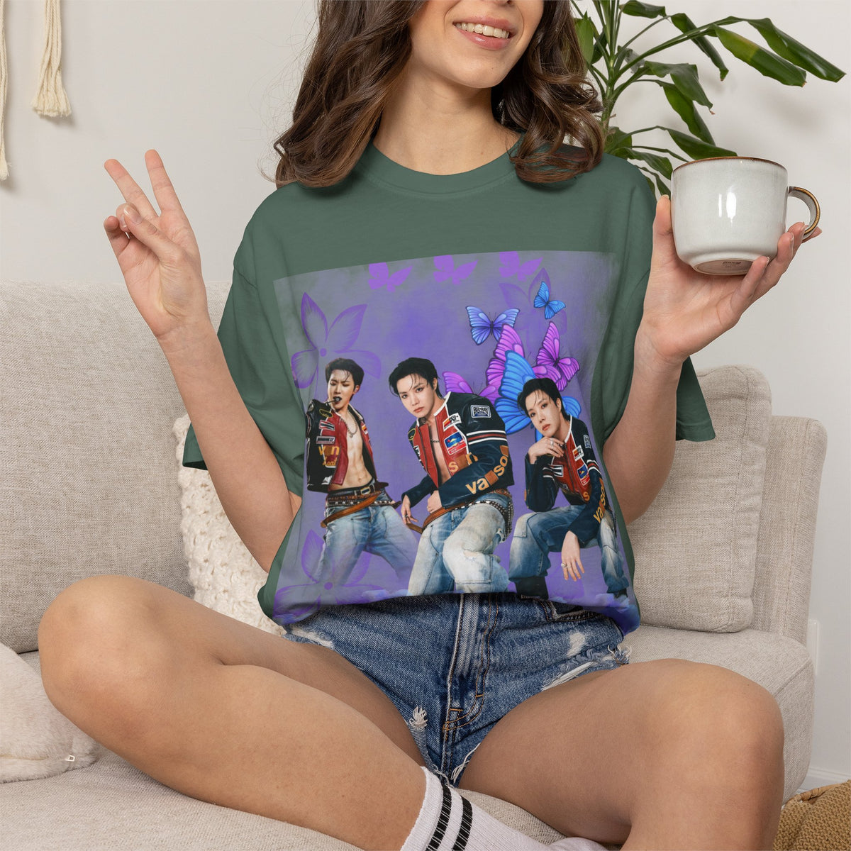 JHOPE Graphic T-Shirt — Purple Floral Portrait Tee