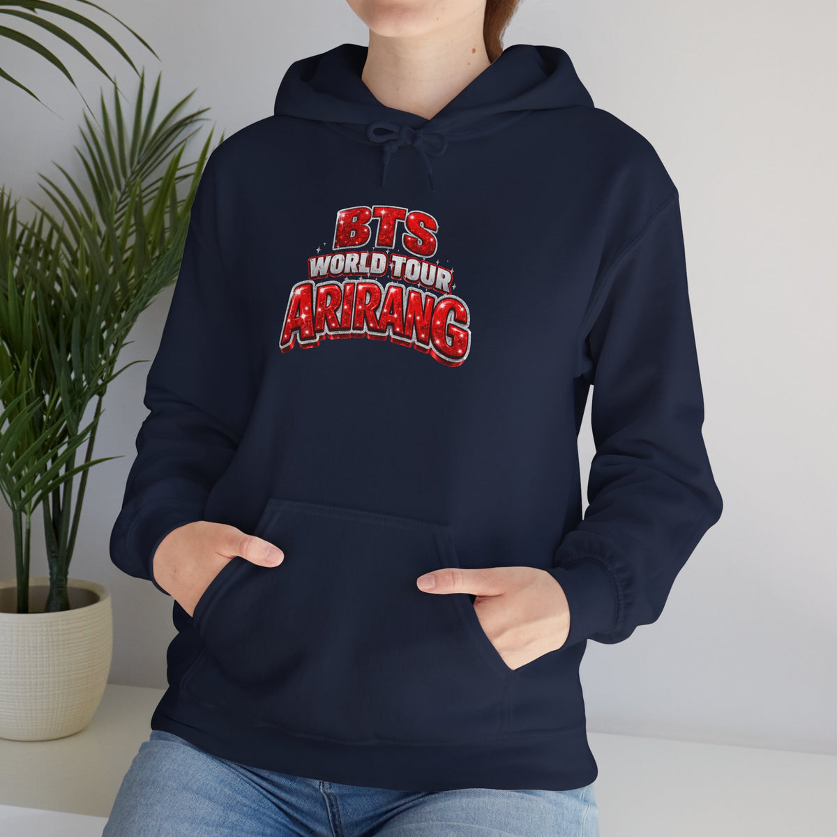 BTS Hoodie — "World Tour ARMY" Retro Red Graphic Pullover