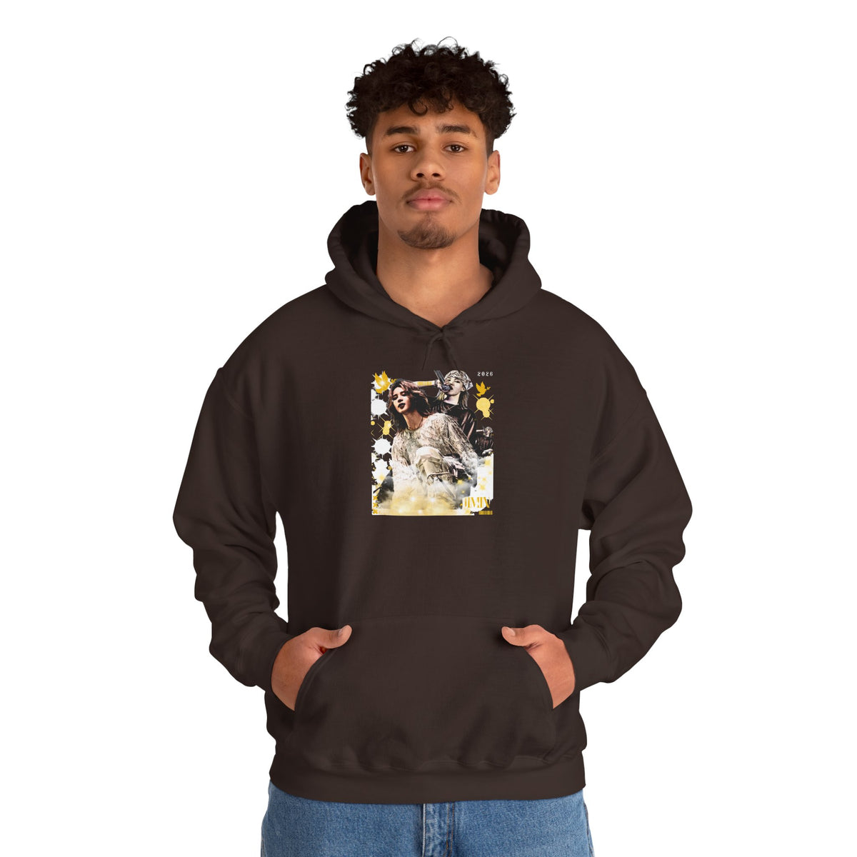 Jimin 95 Hoodie — K-Pop Fan Pullover with Photo Collage Front & Graphic Back