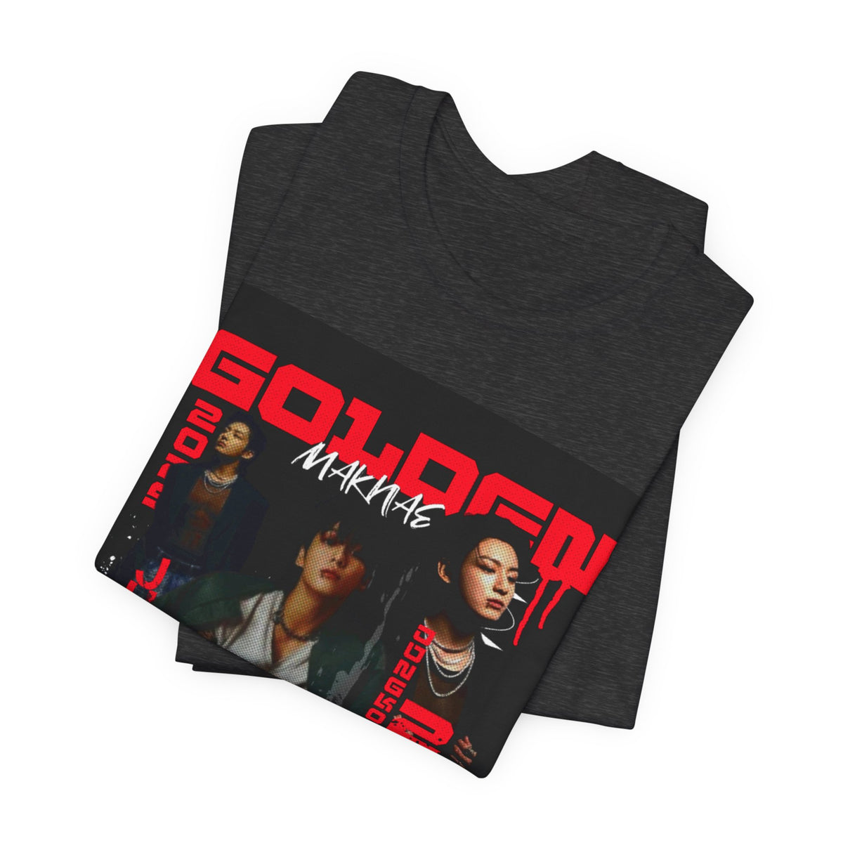 Jungkook Graphic Tee — Golden (Red Text)