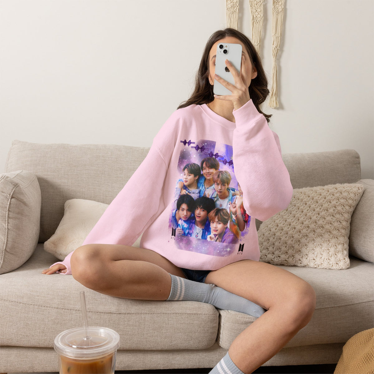 BTS Group Photo Crewneck Sweatshirt — Purple Star Aesthetic