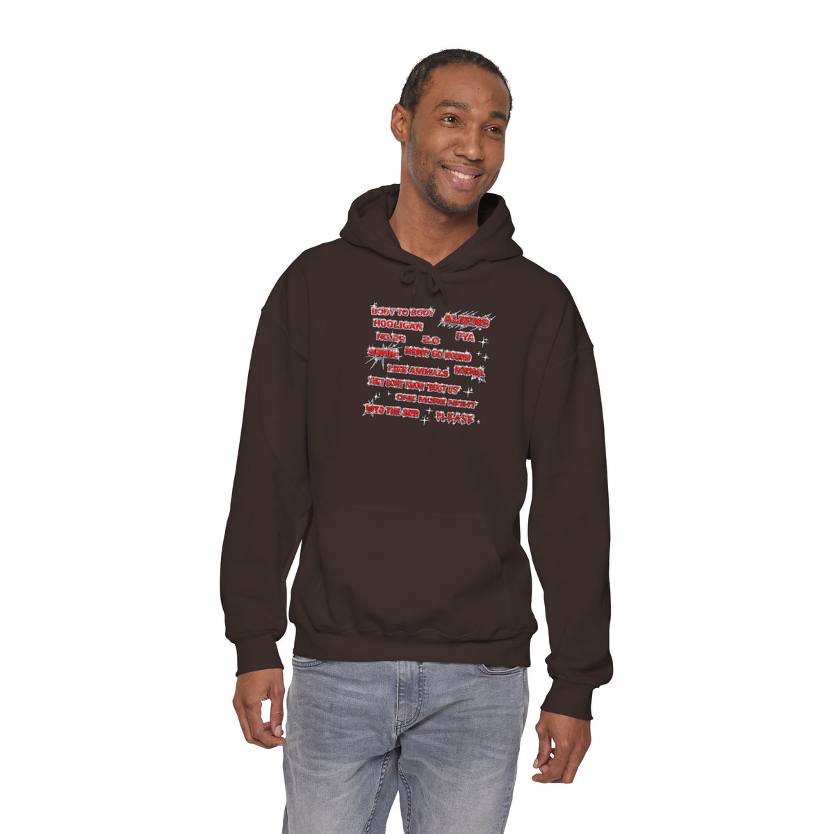 BTS Text Graphic Hoodie —  Red Script Sweatshirt