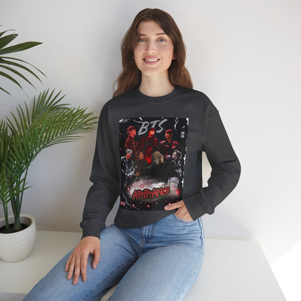 K-Pop Graphic Crewneck Sweatshirt — BTS Aesthetic Fan Design