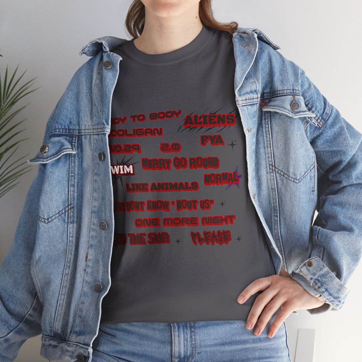 BTS ARIRANG Graphic Tee — Distorted Red Text Band Shirt