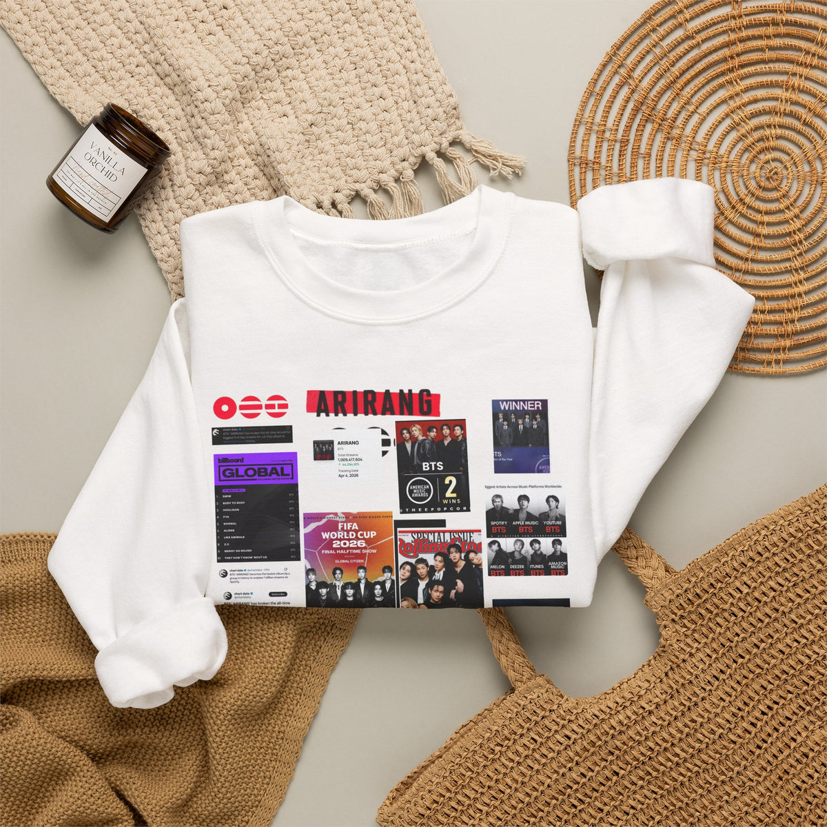 BTS Collage Graphic Crewneck Sweatshirt — Music Poster Design