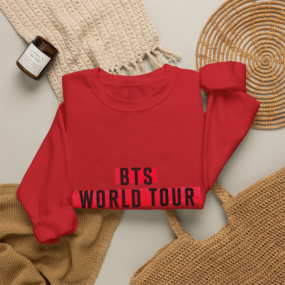 BTS ARMY Crewneck Sweatshirt — “BTS World Tour Arirang” Front & “Army Forever Bangtan Forever” Back