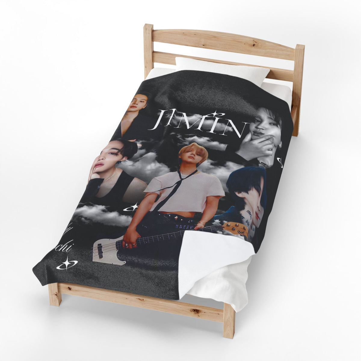 Velveteen Plush Blanket — Jimin Photo Collage Fleece Throw