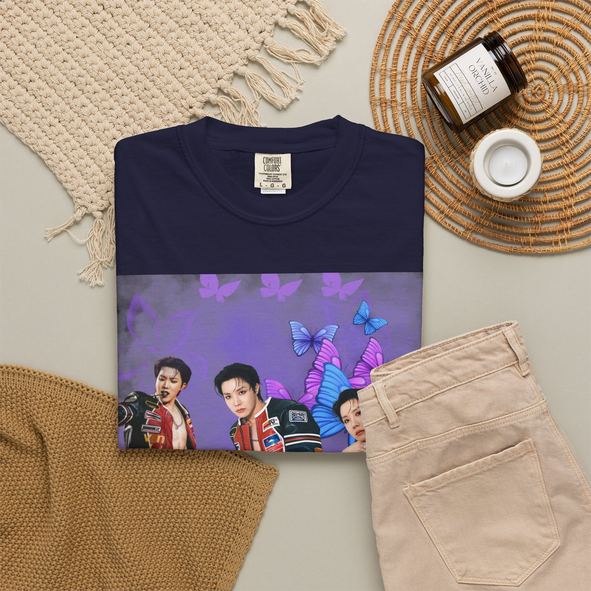 JHOPE Graphic T-Shirt — Purple Floral Portrait Tee