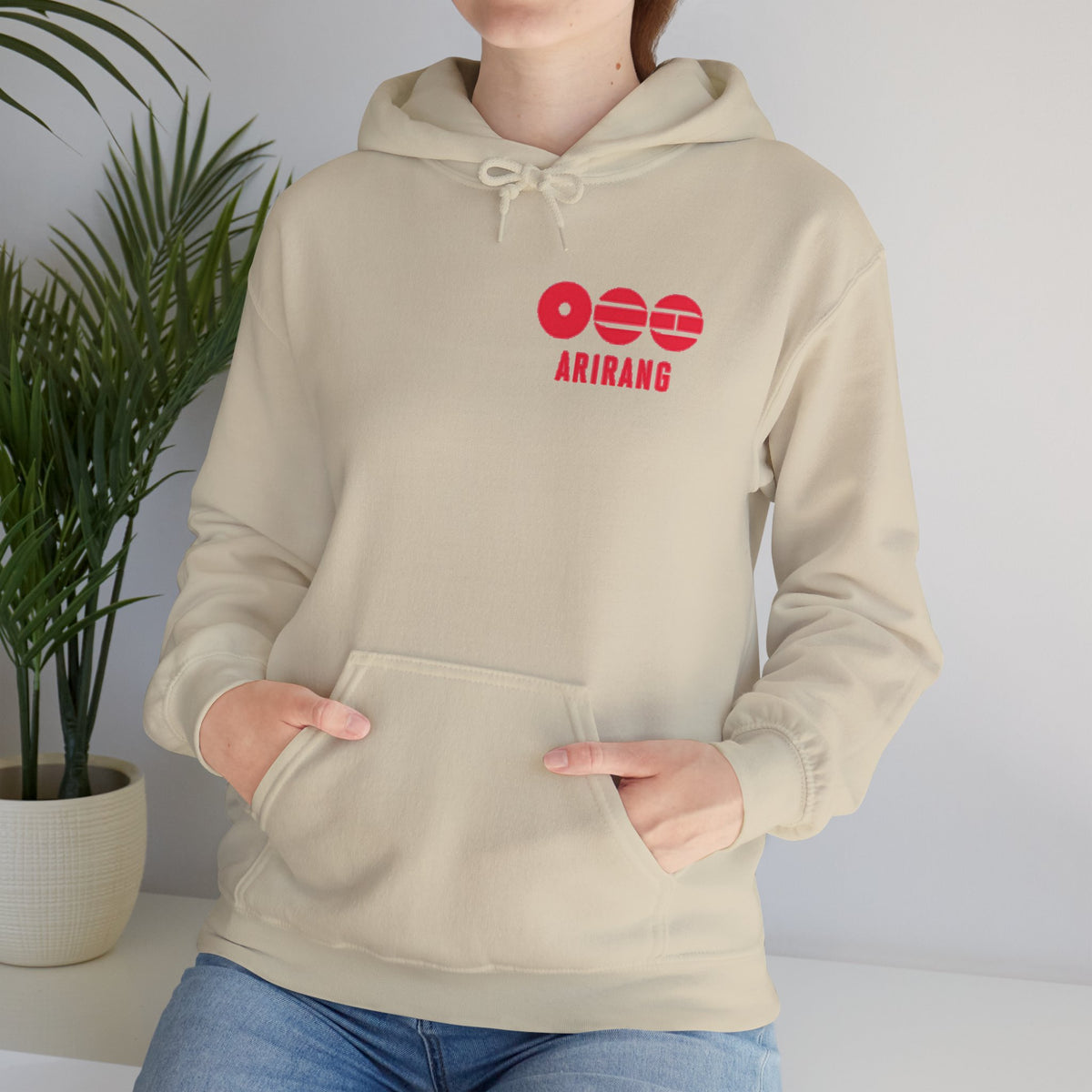 Arirang Logo Hoodie — Minimal BTS Inspired White Pullover