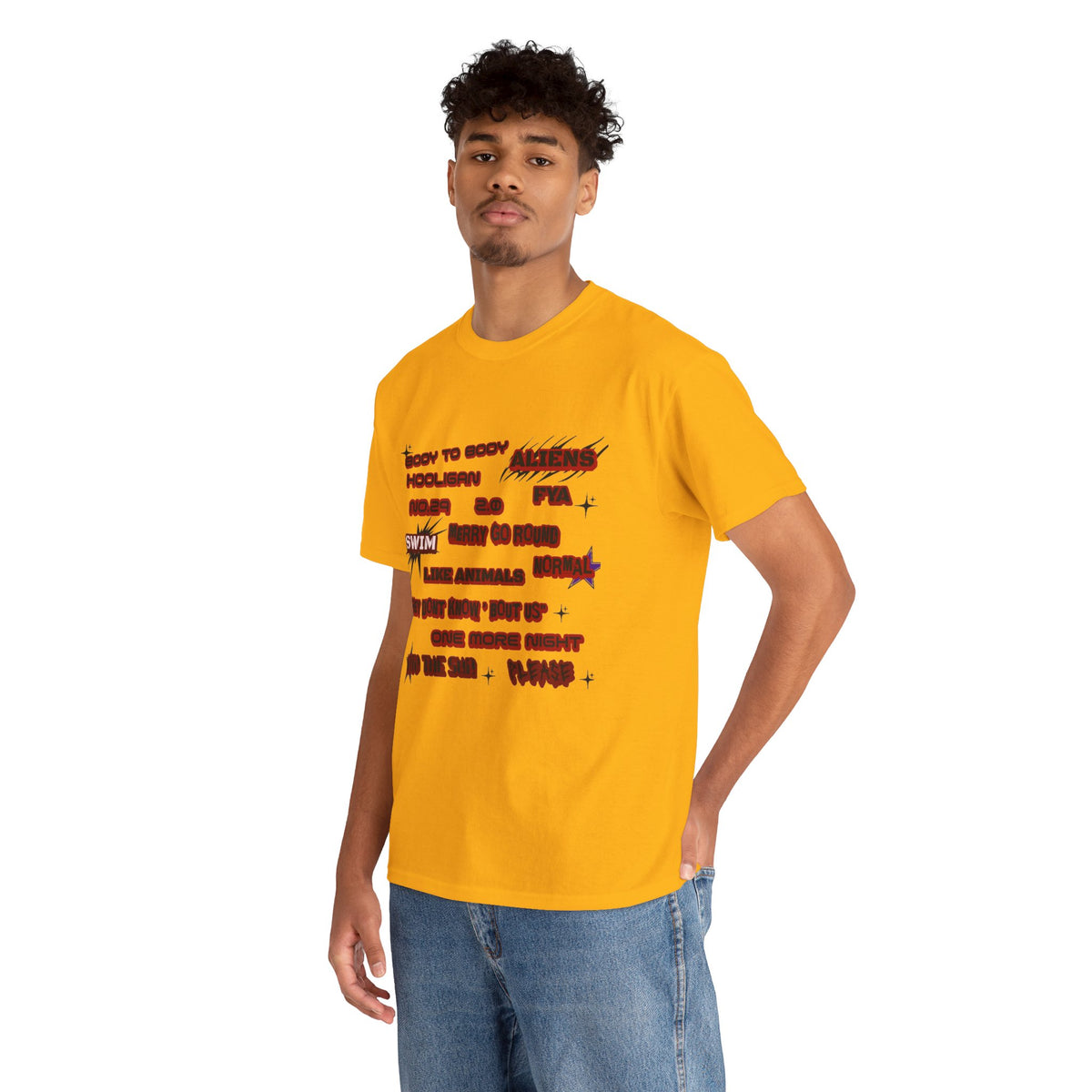 BTS ARIRANG Graphic Tee — Distorted Red Text Band Shirt
