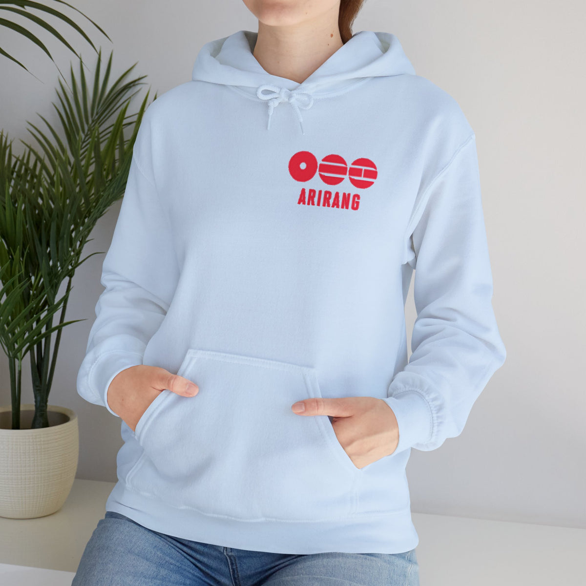 Arirang Logo Hoodie — Minimal BTS Inspired White Pullover