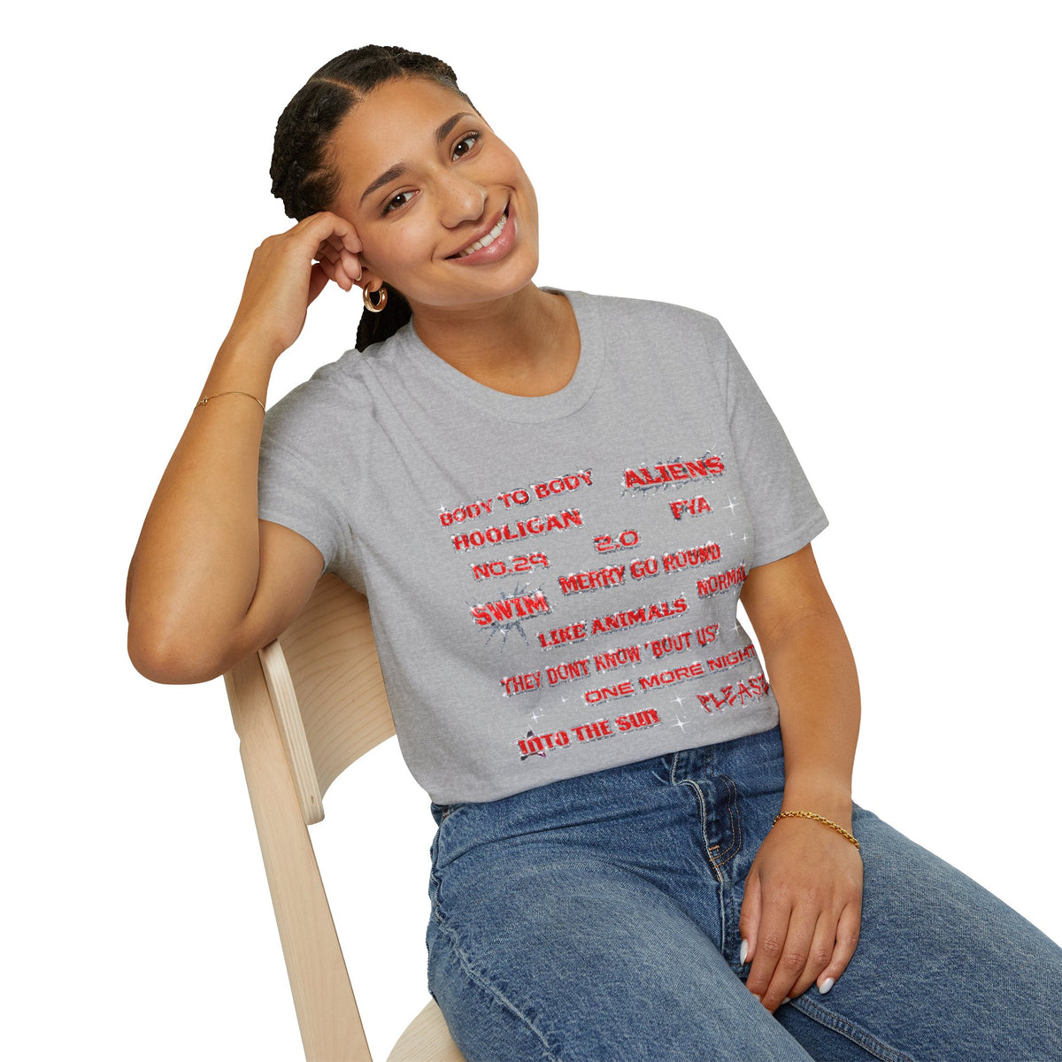 BTS Band Tee — Red  Text Graphic T‑Shirt