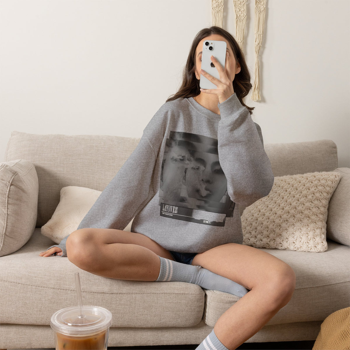 Graphic Crewneck Sweatshirt – Moody Collage Face Design