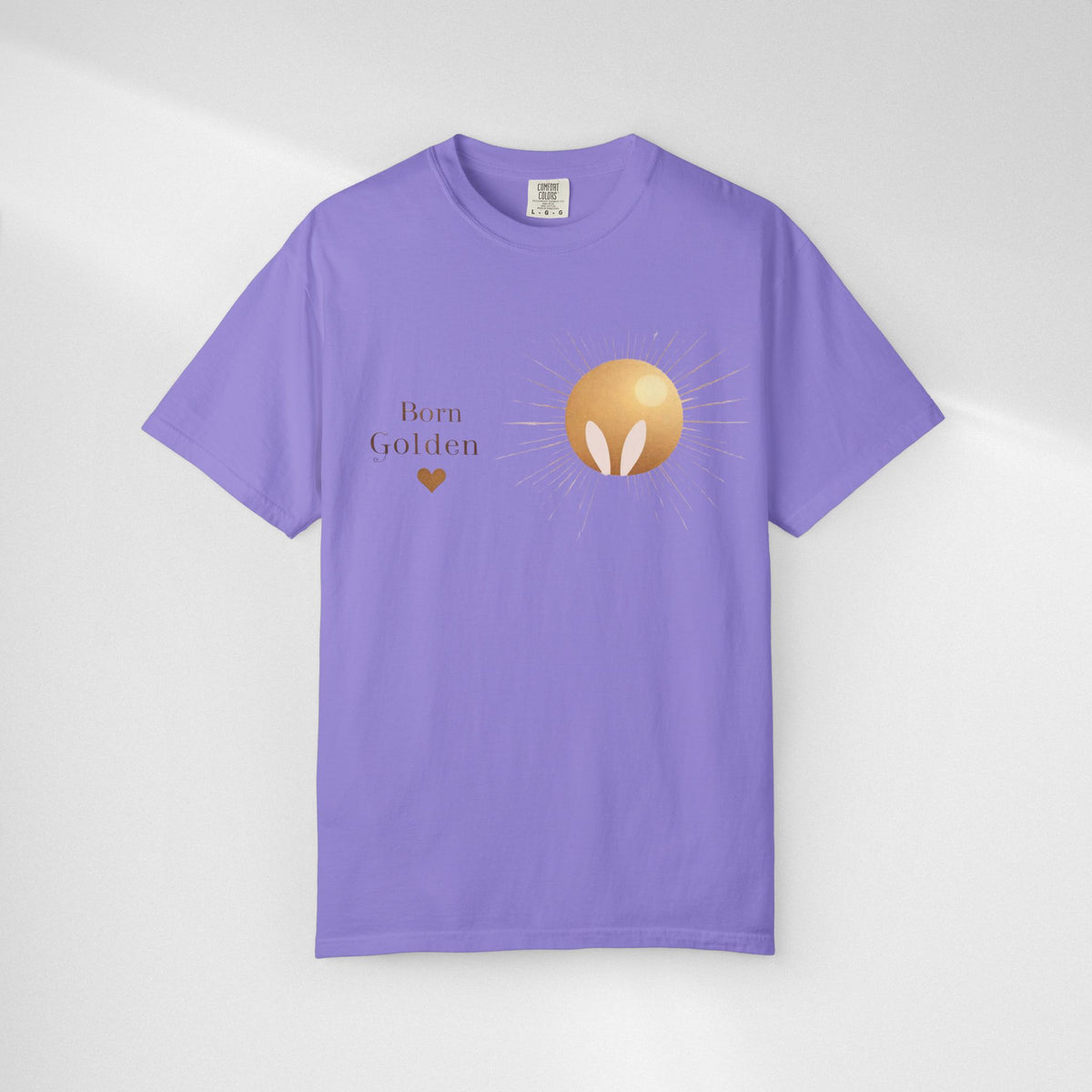 JK Born Golden Tee — Minimal Sun Badge Graphic T-Shirt
