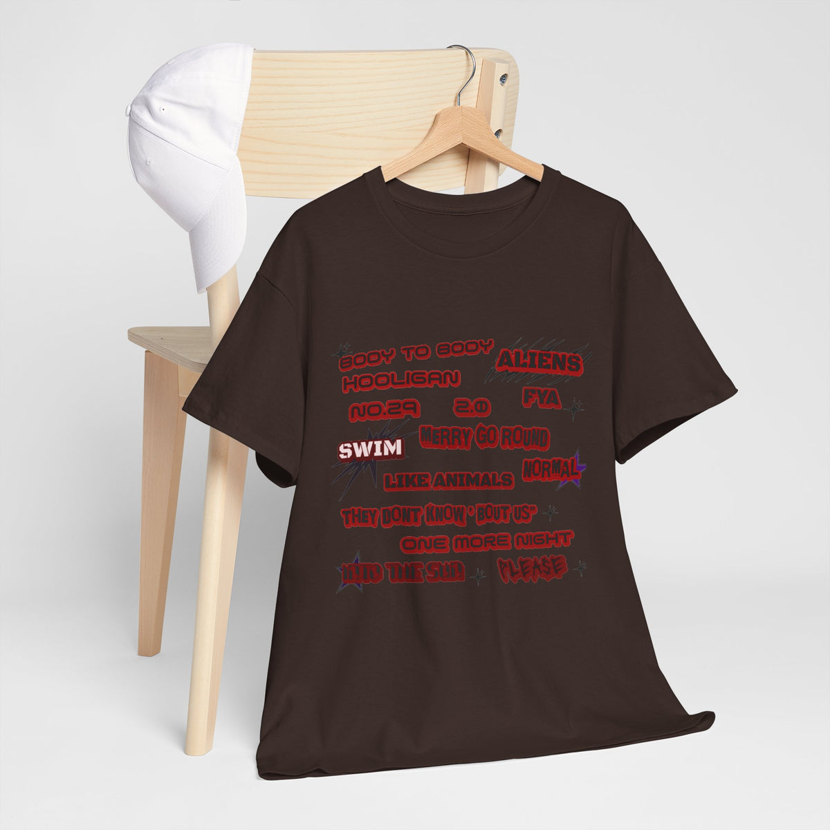 BTS ARIRANG Graphic Tee — Distorted Red Text Band Shirt