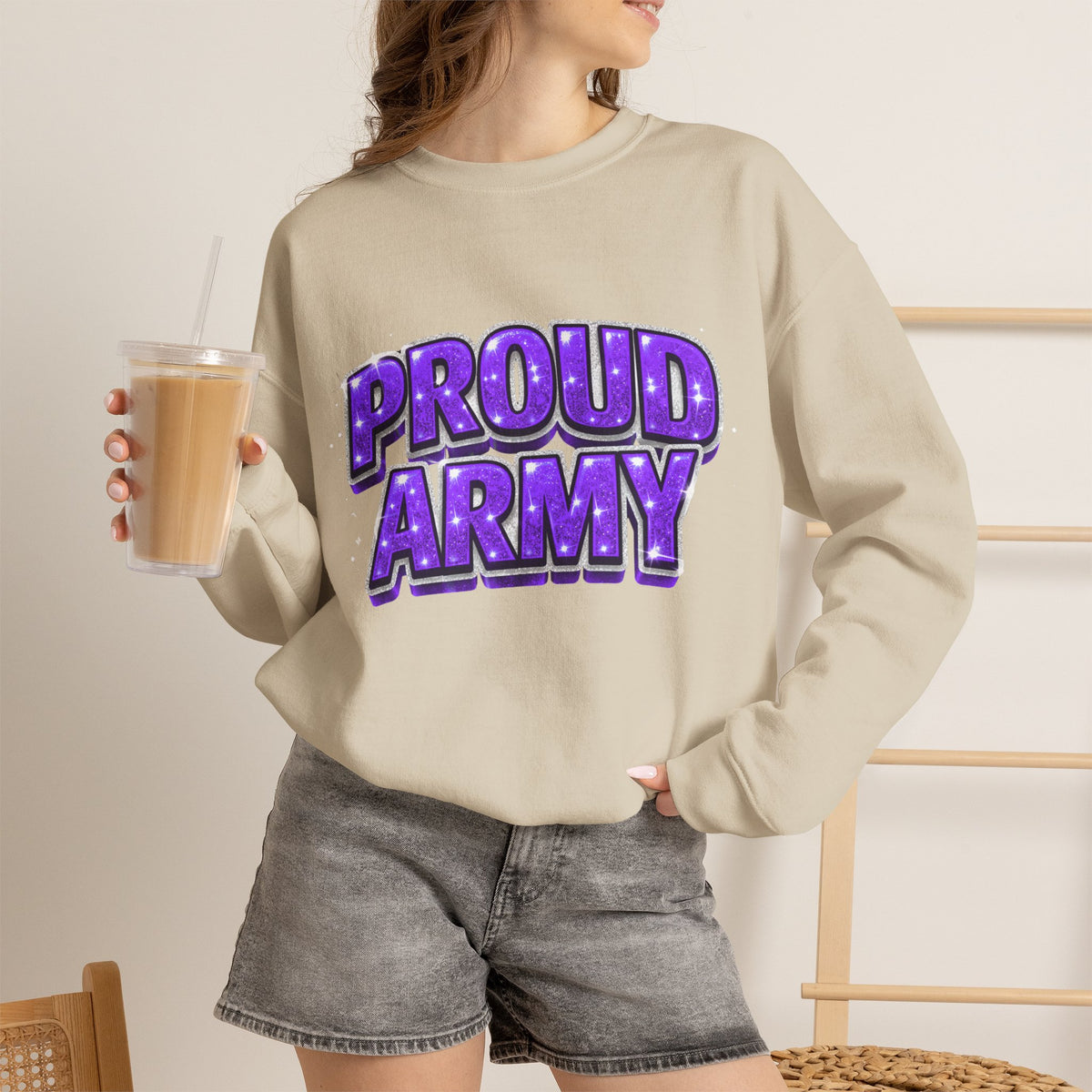 Proud Army Crewneck Sweatshirt — Support Pullover
