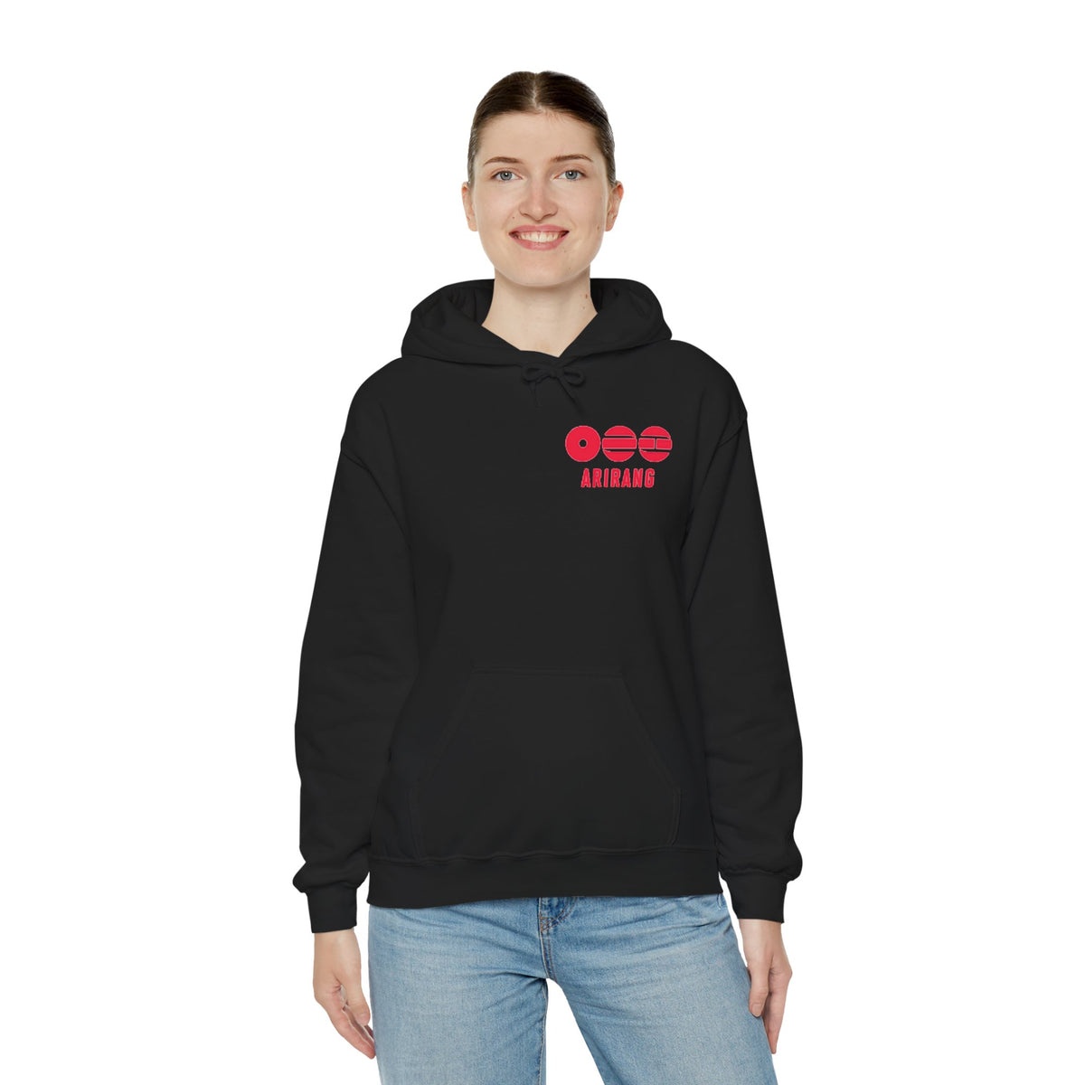 Arirang Logo Hoodie — Minimal BTS Inspired White Pullover