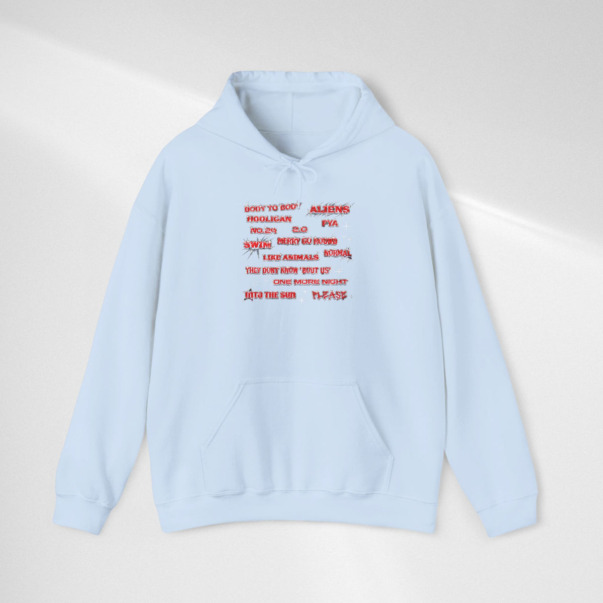 BTS Text Graphic Hoodie —  Red Script Sweatshirt