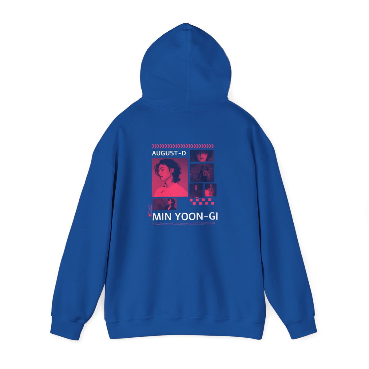 Suga Photo Collage Hoodie — Retro Pink Portraits Grid Design