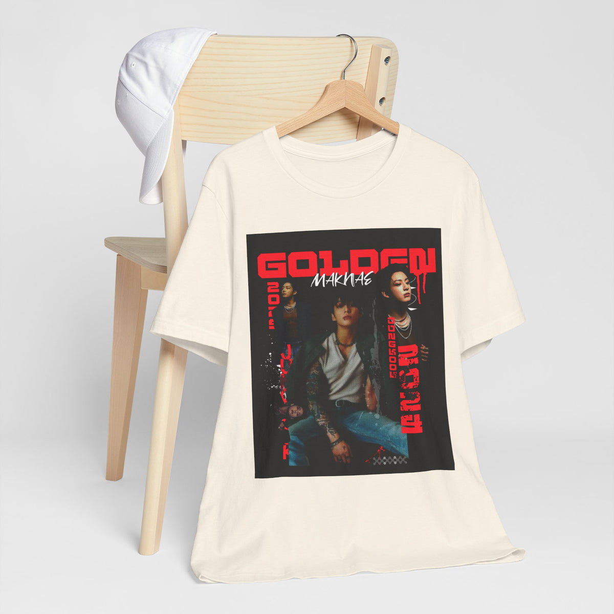 Jungkook Graphic Tee — Golden (Red Text)