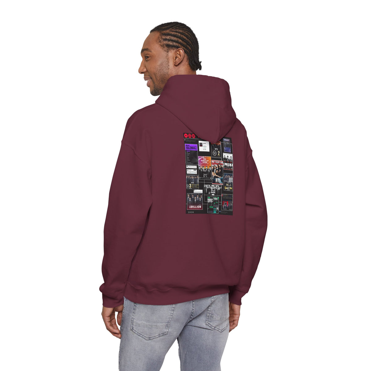 BTS Collage Hoodie — Retro Music Posters Graphic Sweatshirt