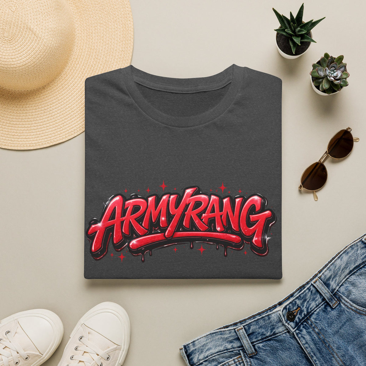 ArmyRang Graphic T-Shirt — Red Graffiti Streetwear Tee