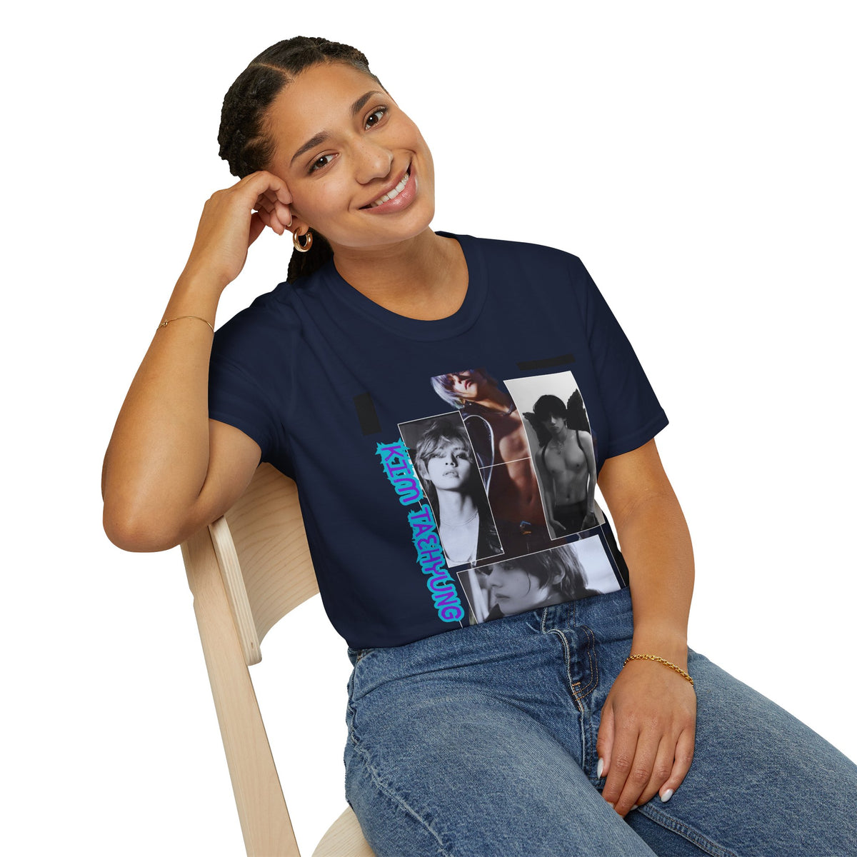 V Photo Collage Tee — Retro K-Pop Inspired Graphic T-Shirt