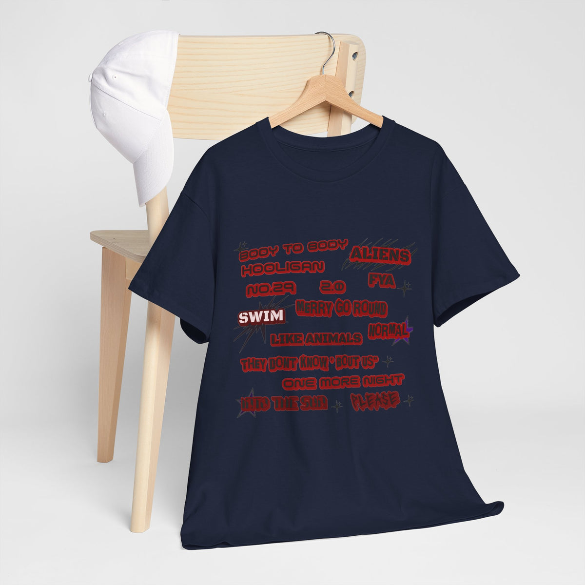 BTS ARIRANG Graphic Tee — Distorted Red Text Band Shirt