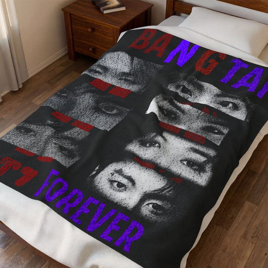 Bangtan Forever Velveteen Plush Blanket — BTS Eyes Collage Throw