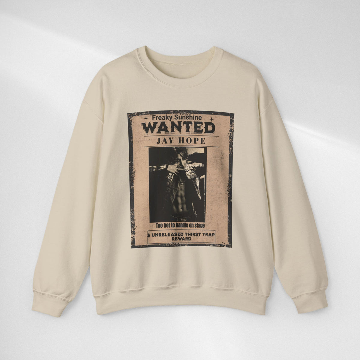 Wanted Poster Crewneck Sweatshirt – 'Freaky Sunshine: WANTED Jay Hope' Retro Graphic