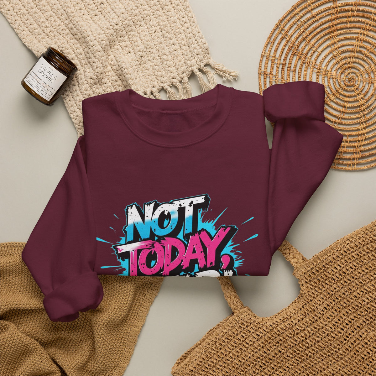 Crewneck Sweatshirt — "Not Today, Fear!" BTS Graffiti Motivational Sweatshirt