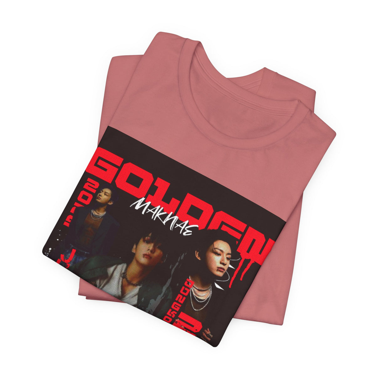 Jungkook Graphic Tee — Golden (Red Text)