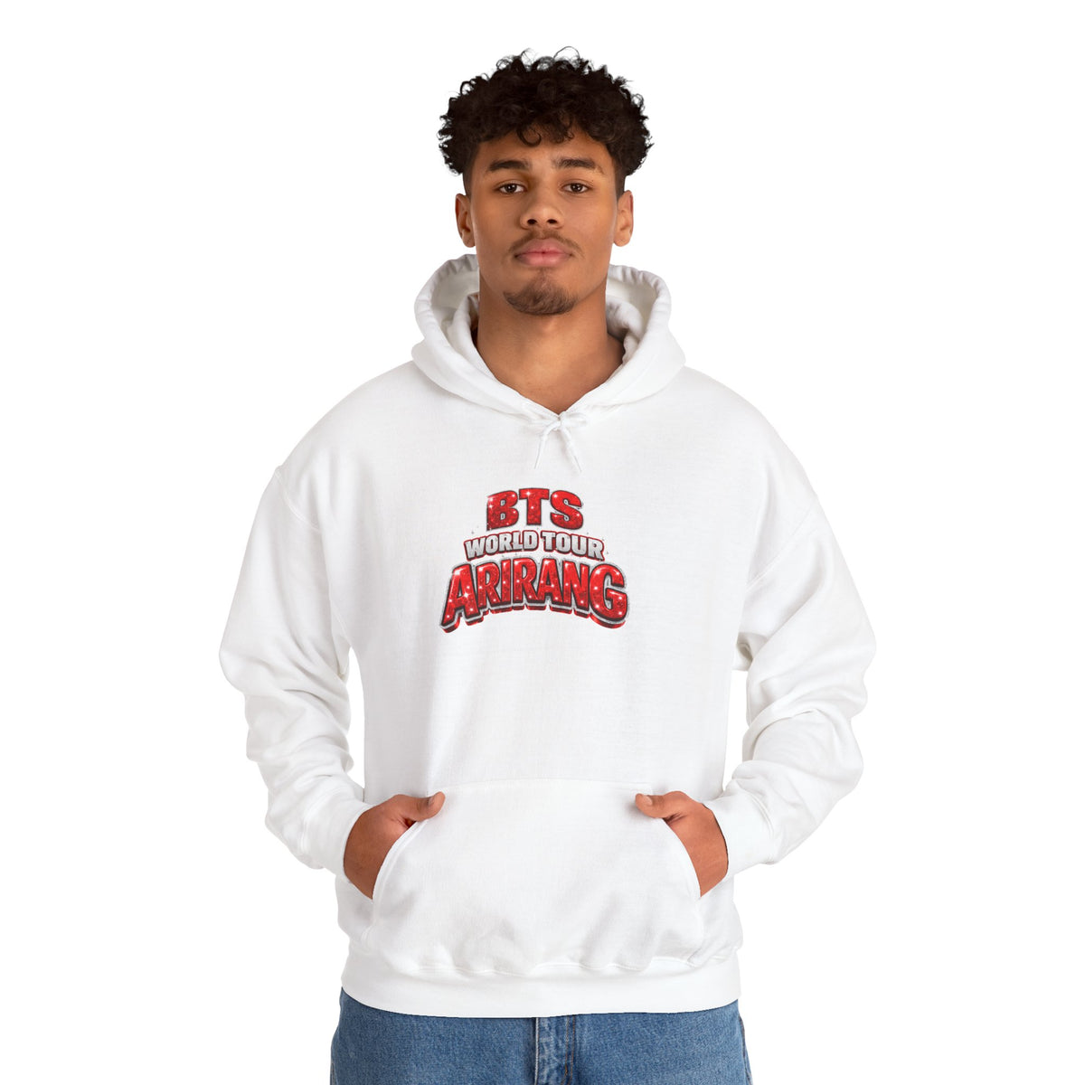 BTS Hoodie — "World Tour ARMY" Retro Red Graphic Pullover