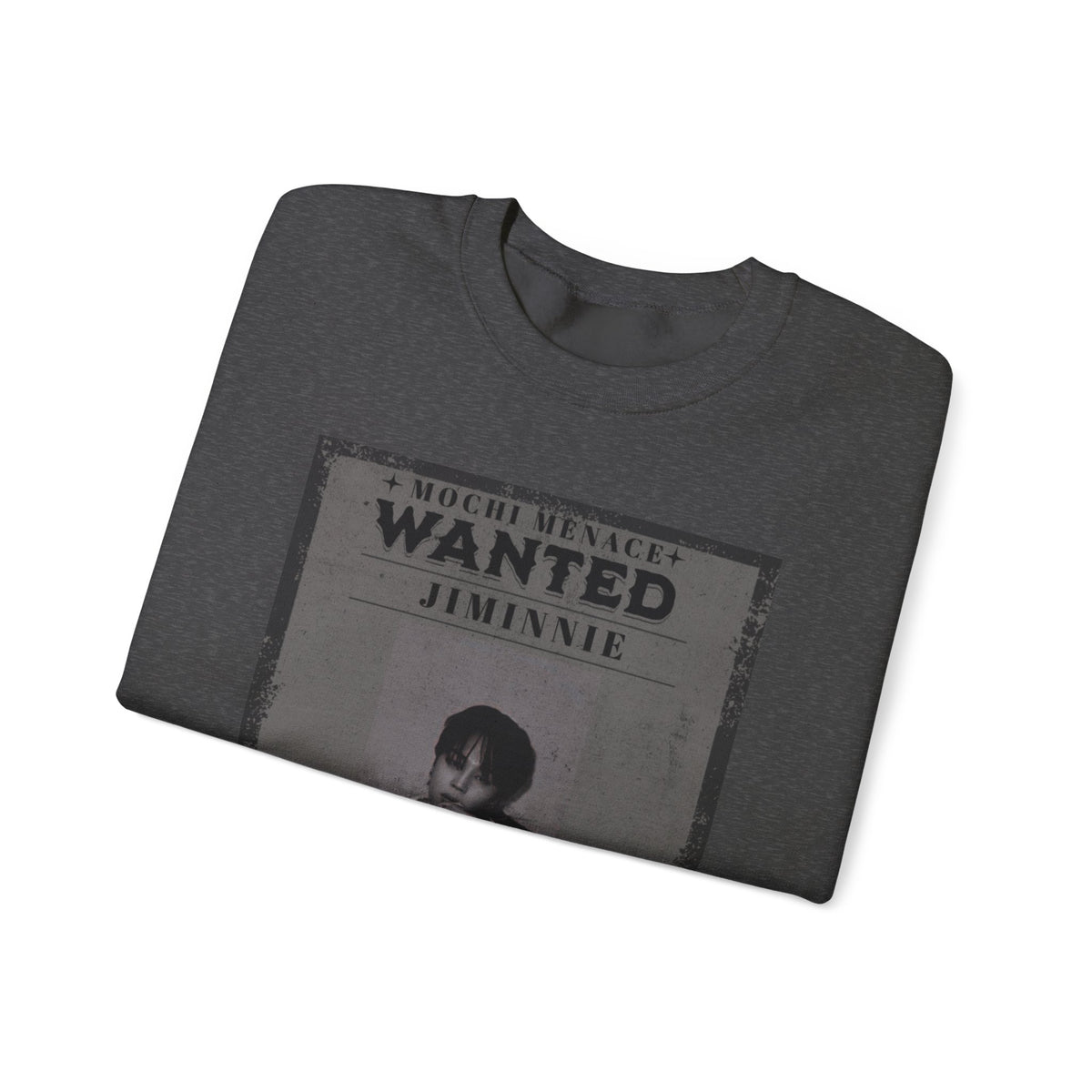 Wanted Poster Crewneck Sweatshirt — 'WANTED: Jiminie' Vintage K-Pop Graphic