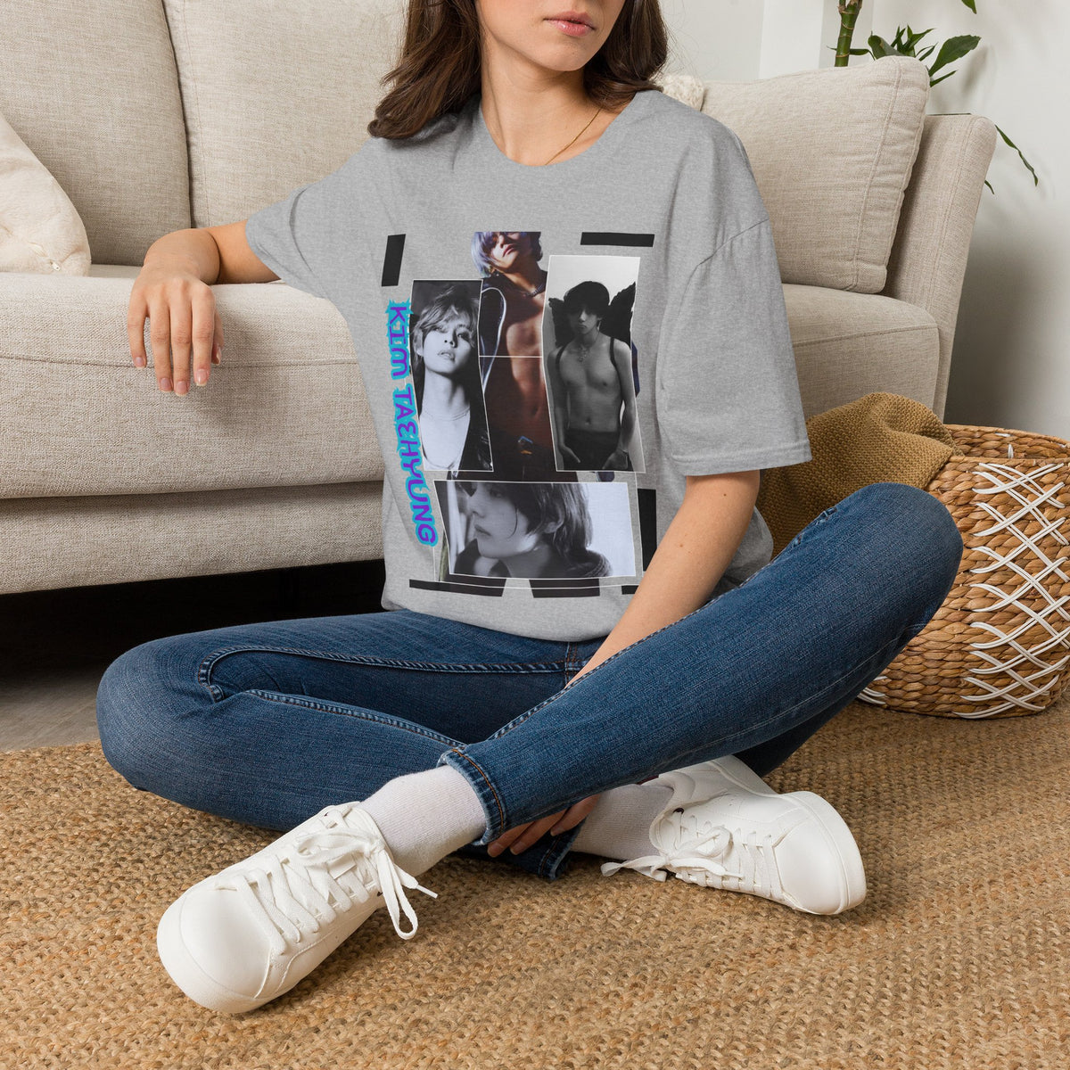 V Photo Collage Tee — Retro K-Pop Inspired Graphic T-Shirt