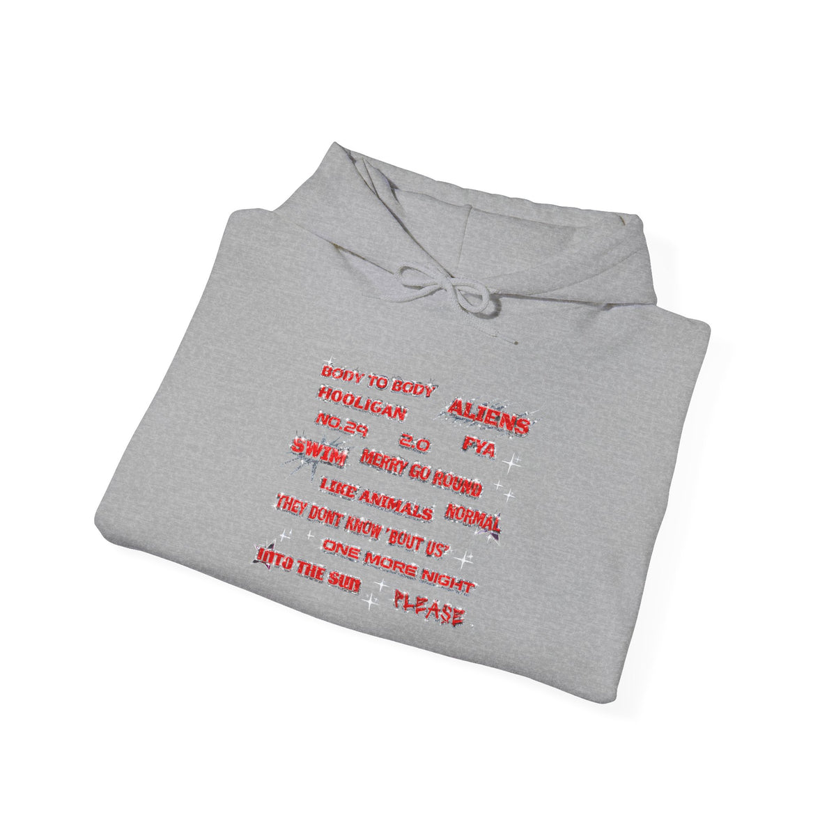 BTS Text Graphic Hoodie —  Red Script Sweatshirt