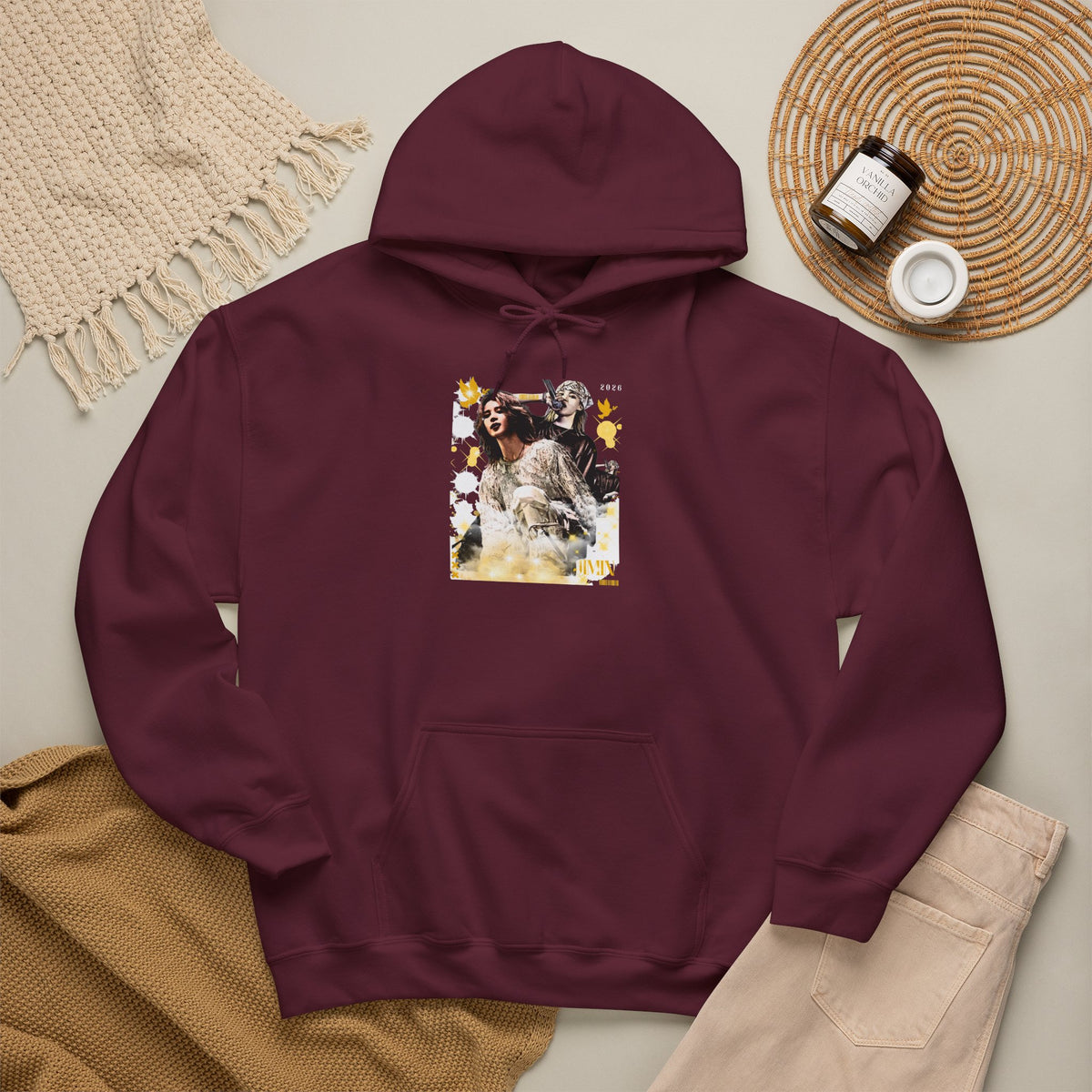 Jimin 95 Hoodie — K-Pop Fan Pullover with Photo Collage Front & Graphic Back