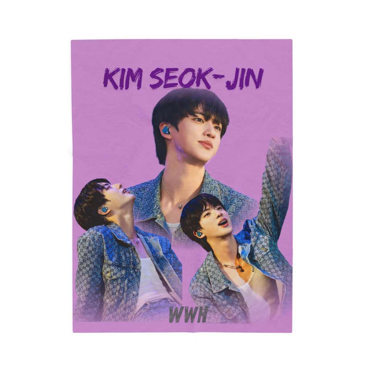 Plush Velvet Photo Blanket – Jin Purple Collage Portraits