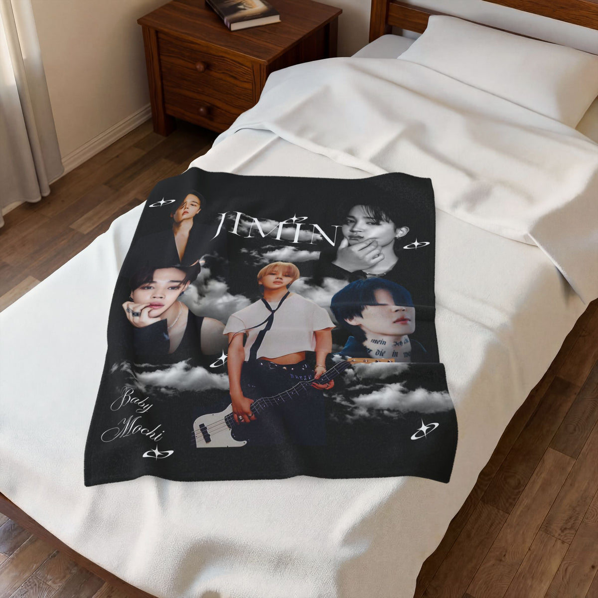 Velveteen Plush Blanket — Jimin Photo Collage Fleece Throw