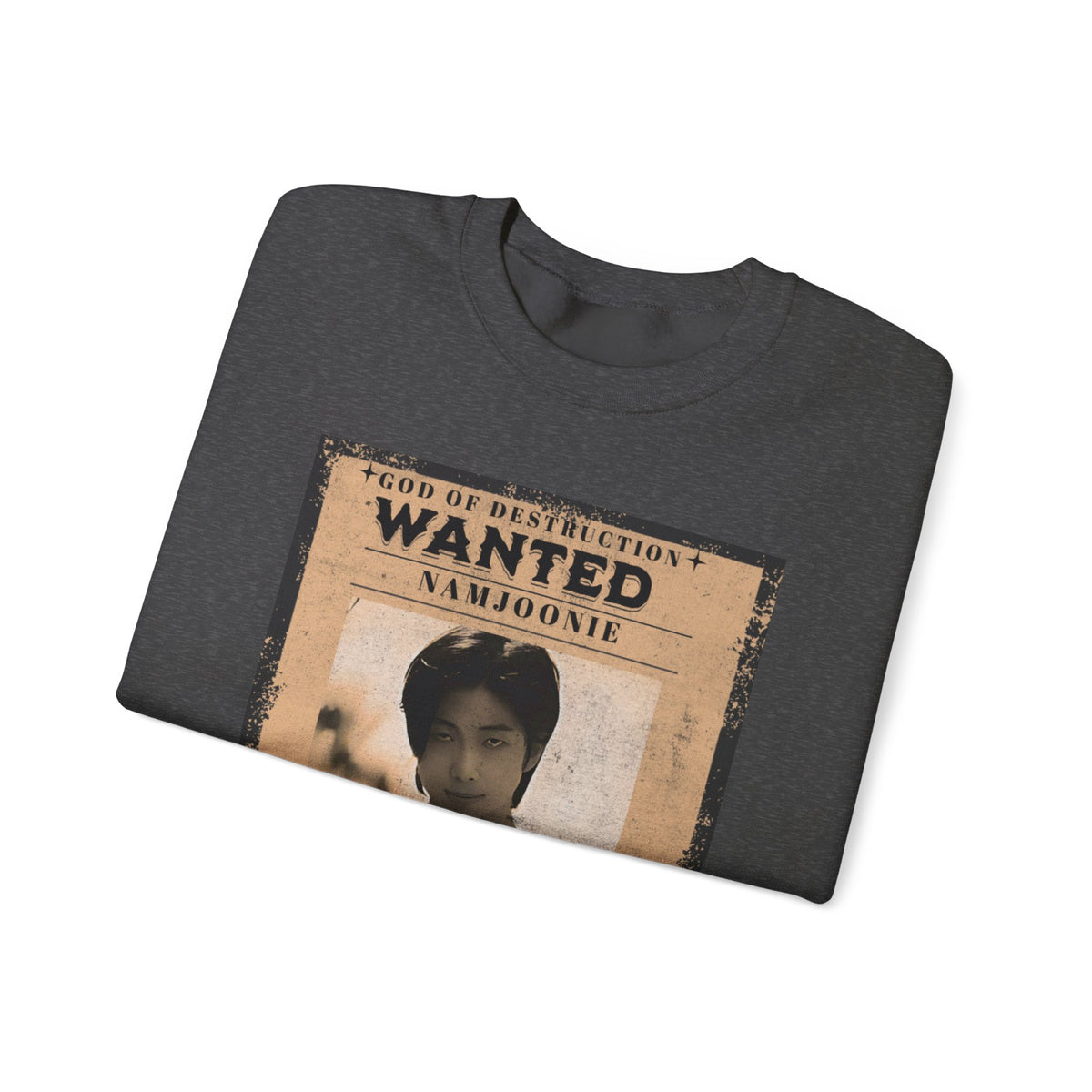 Wanted Poster Crewneck Sweatshirt — 'Wanted: Namjoonie' Vintage K-Pop Graphic