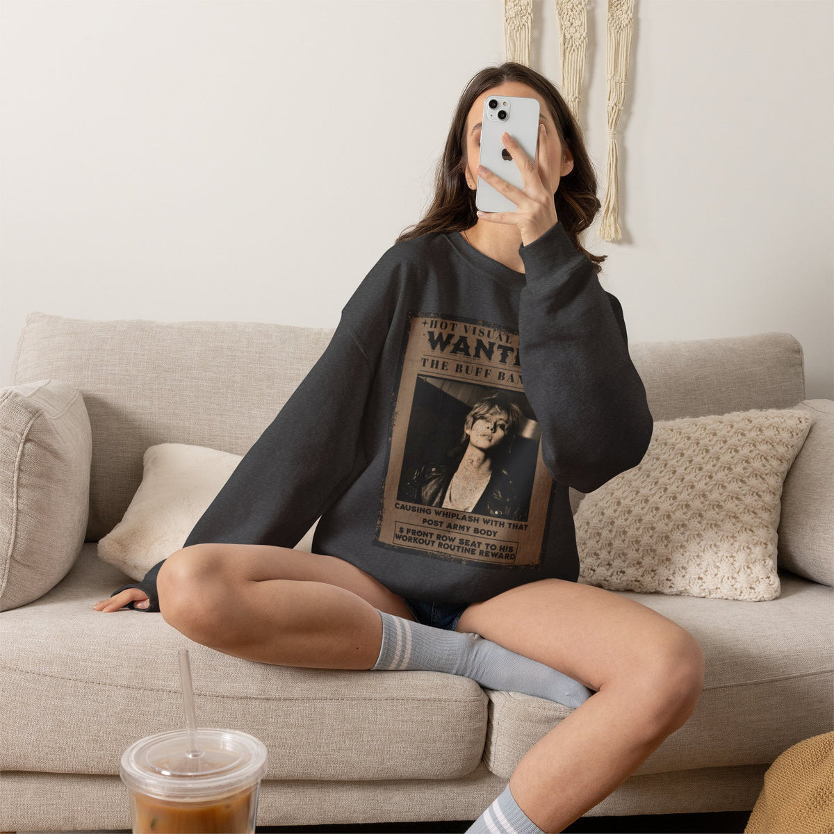 Wanted Poster Crewneck Sweatshirt — Vintage 'Buff Bandit' Graphic