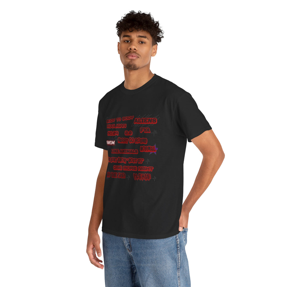 BTS ARIRANG Graphic Tee — Distorted Red Text Band Shirt