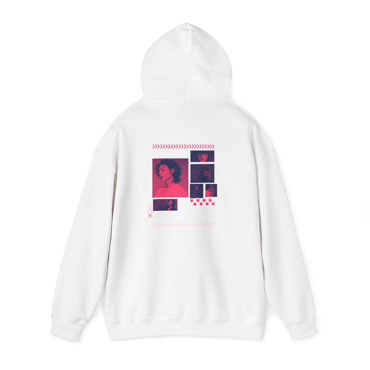 Suga Photo Collage Hoodie — Retro Pink Portraits Grid Design