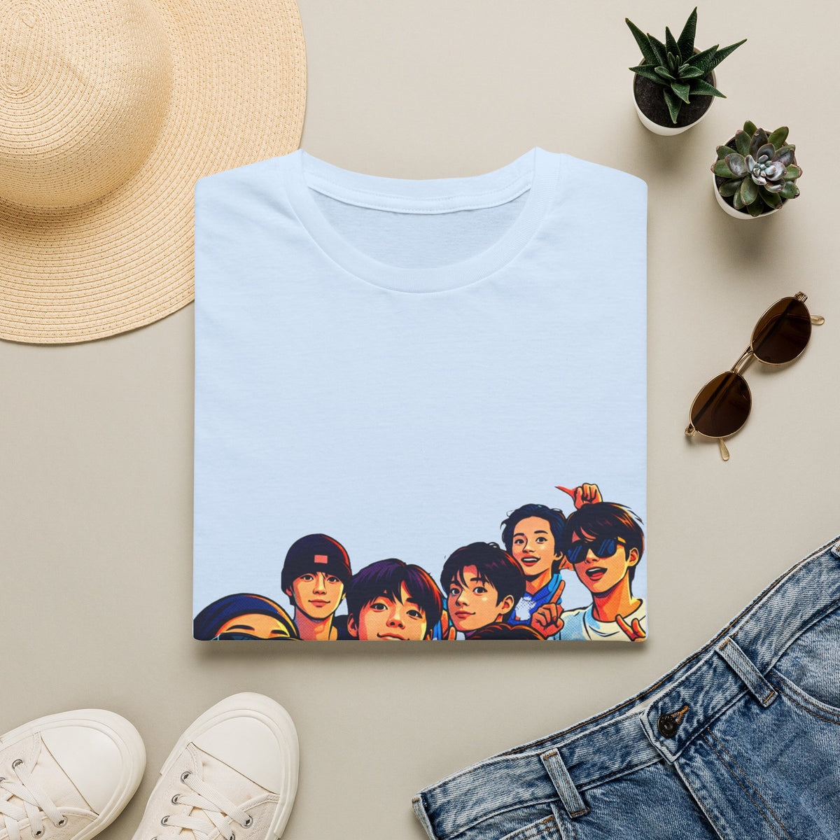 BTS K-Pop Group Photo T-Shirt — Colorful Band Portrait Tee