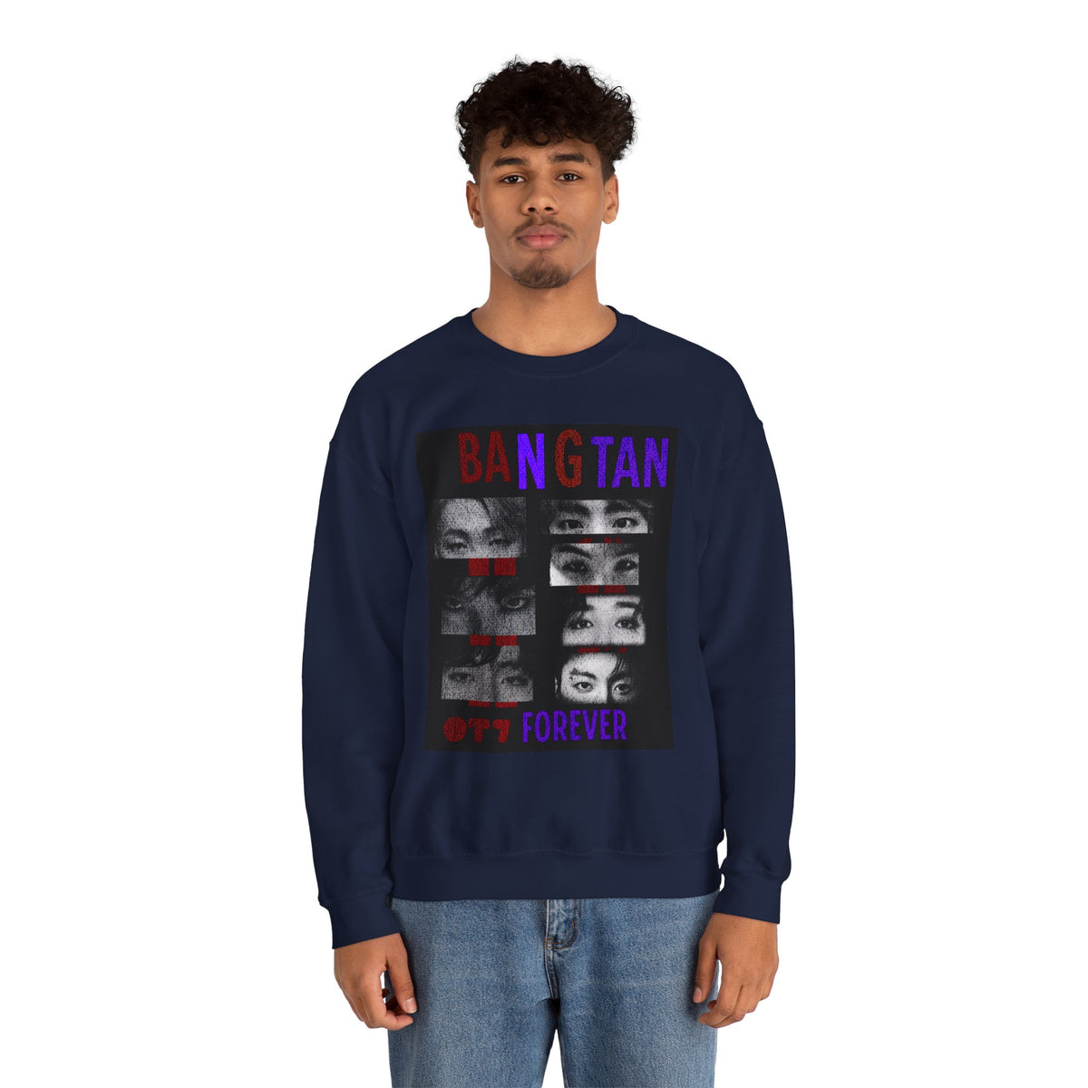 Bangtan Eyes Graphic Sweatshirt — K-Pop Fan Crewneck ("BANGTAN 07 FOREVER")
