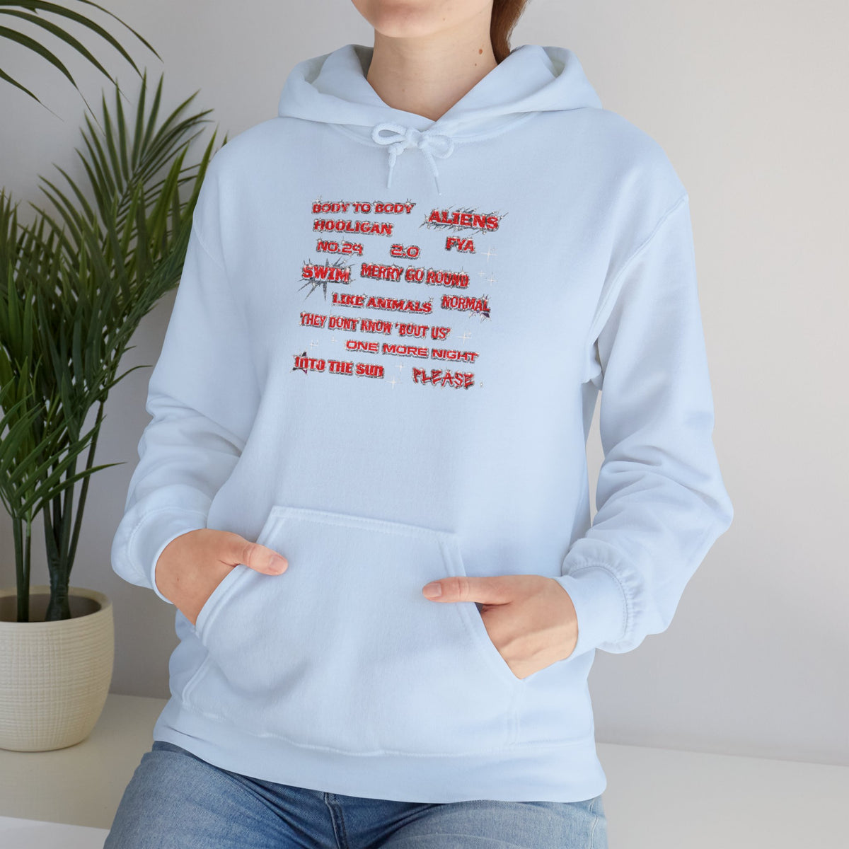 BTS Text Graphic Hoodie —  Red Script Sweatshirt